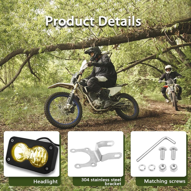 MLWRID Headlight Kit with Mount Bracket Compatible for SurRon Segway X260, Yellow Floodlight dirt bike headlight kit, Sur-ron Accessories (Yellow Light) - Image 5